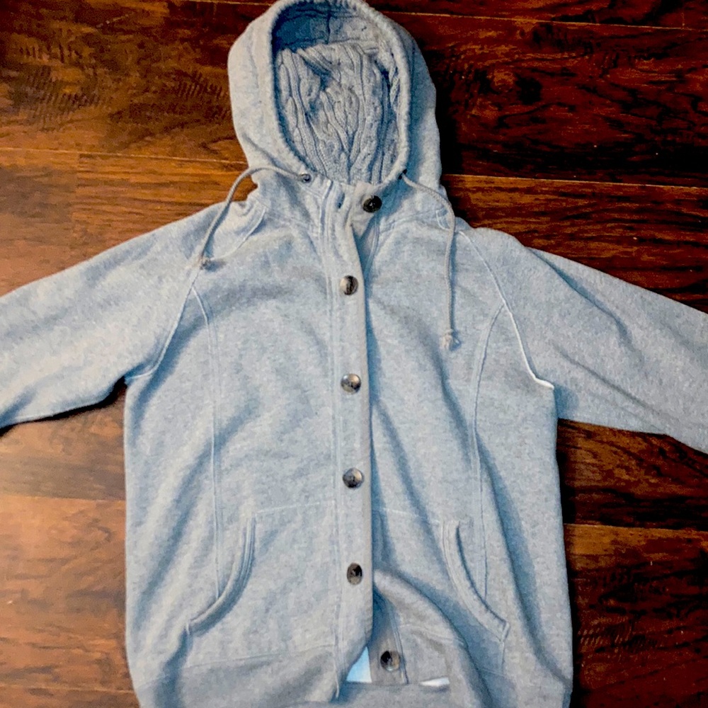 Sonoma Cotton Button Up Hoodie w/ Insulated Cable-Knit Hood